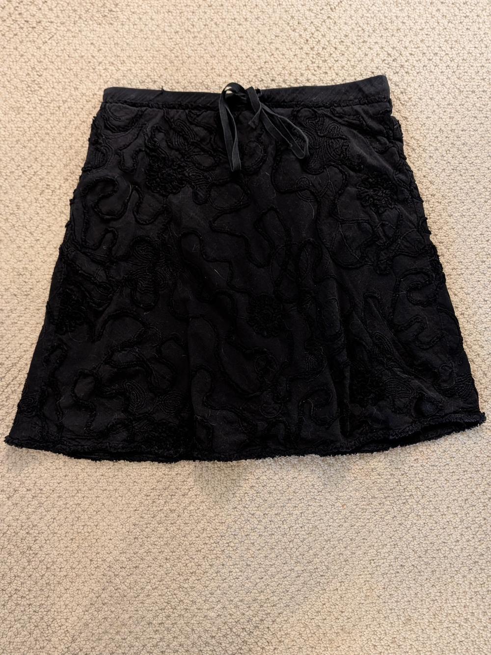 Max Studio Black Textured Drawstring Skirt